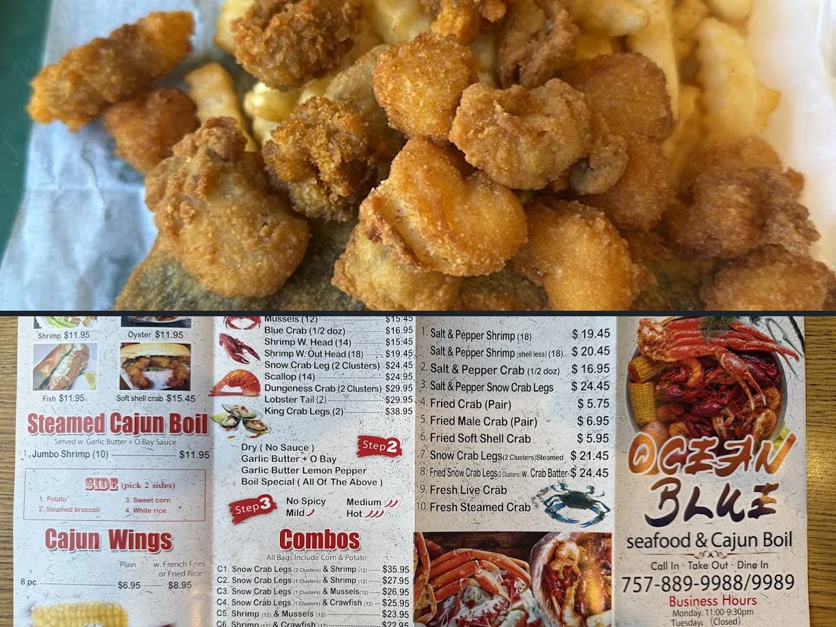 Seafood platters on casual restaurant tables